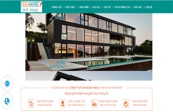 mẫu thiết kế website nhôm kính chuyên nghiệp